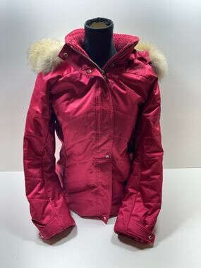 Metropolis Legacy Couloir Women’s Ski Parka Sz 10 Red Faux Fur Hood Full Zip